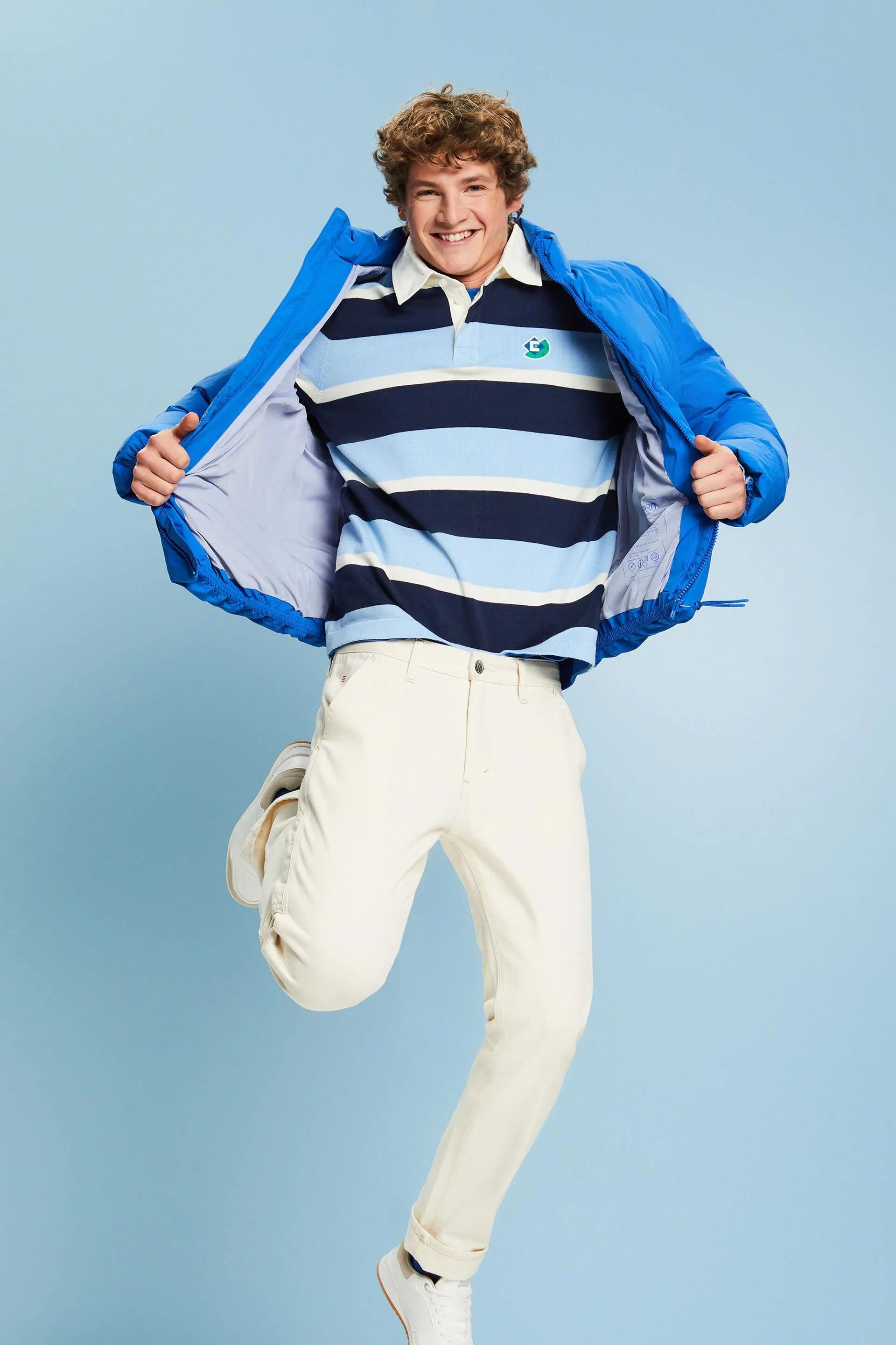 Maglietta polo in cotone con logo a righe