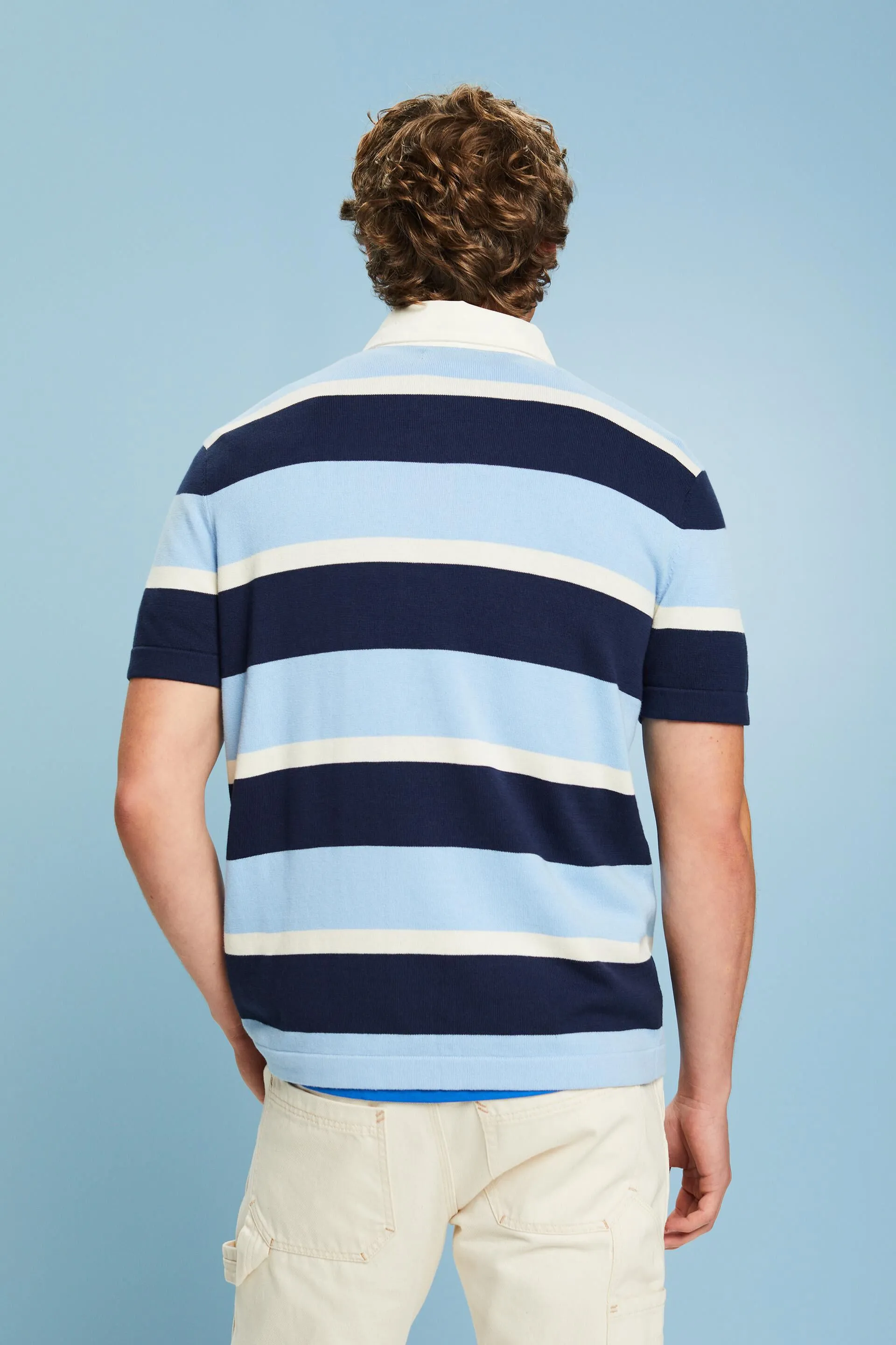 Maglietta polo in cotone con logo a righe