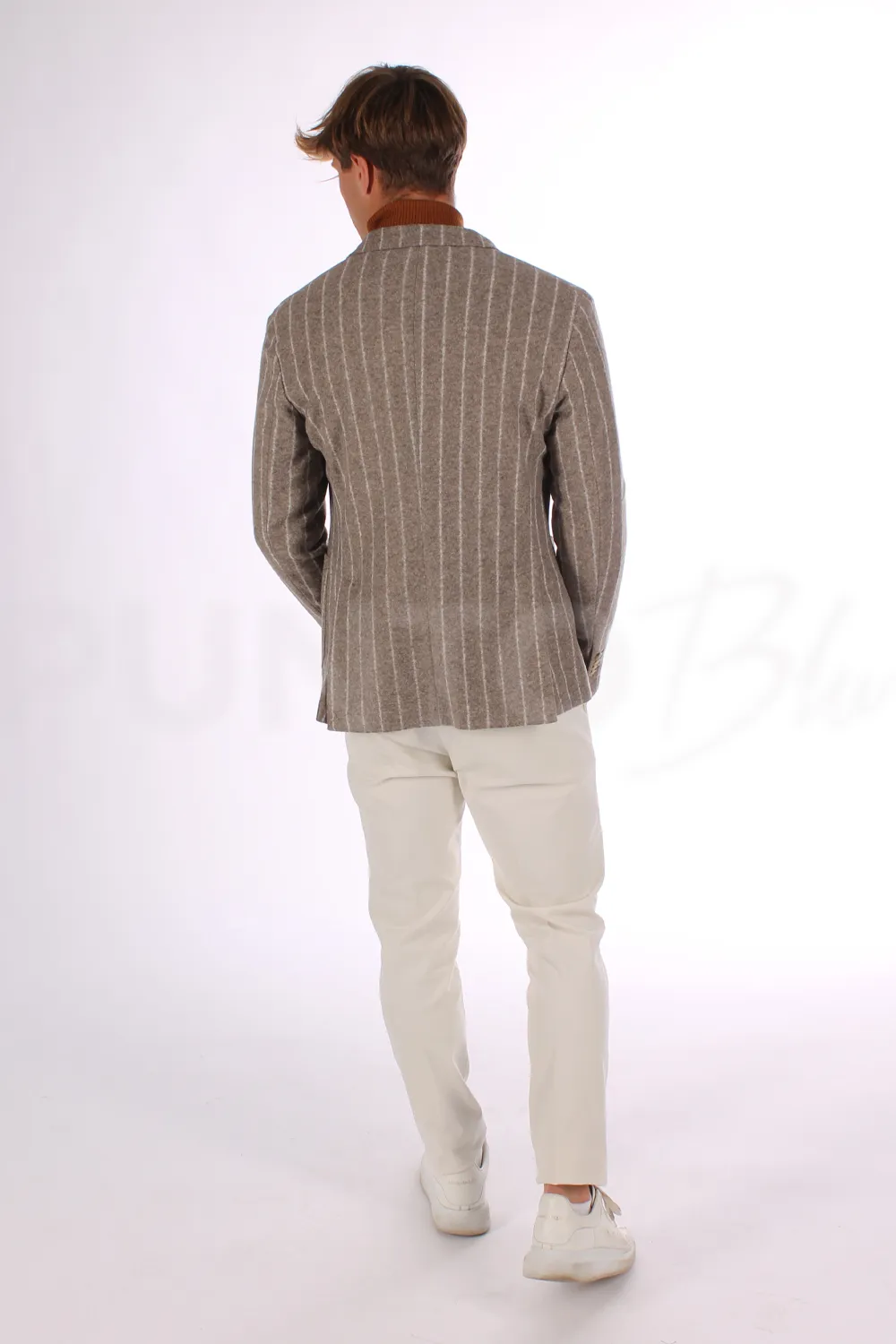 MANUEL RITZ | GIACCA DOPPIOPETTO REGIMENTAL IN JERSEY MISTO LANA - Punto Blu