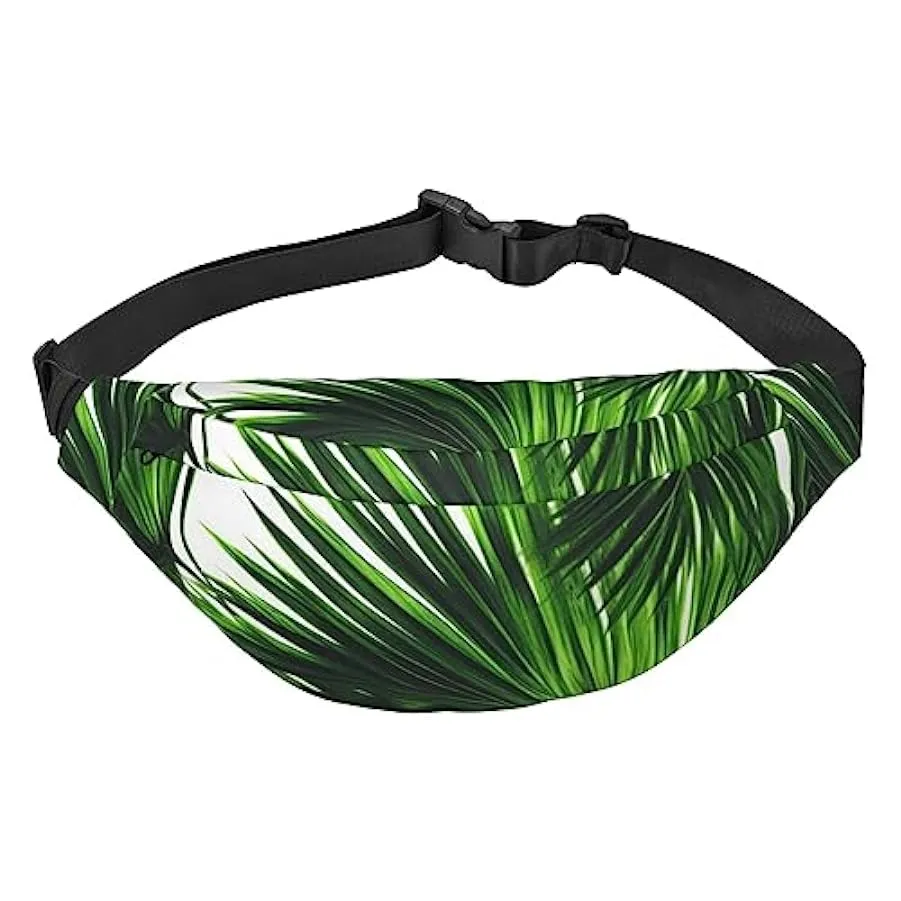Marsupio per uomo e donna, borsa a tracolla con stampa di foglie verdi palme e foglie verdi per allenamento, sport, viaggi, Come