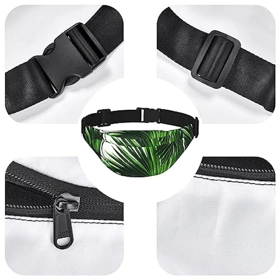 Marsupio per uomo e donna, borsa a tracolla con stampa di foglie verdi palme e foglie verdi per allenamento, sport, viaggi, Come
