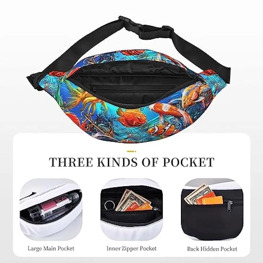 Marsupio per uomo e donna, borsa a tracolla con stampa di pesci tropicali per allenamento, sport, viaggi, Come nella foto, Tagli