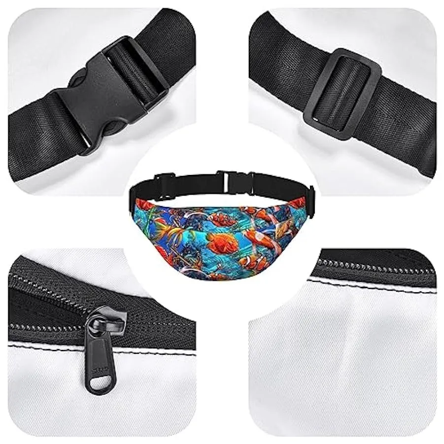 Marsupio per uomo e donna, borsa a tracolla con stampa di pesci tropicali per allenamento, sport, viaggi, Come nella foto, Tagli