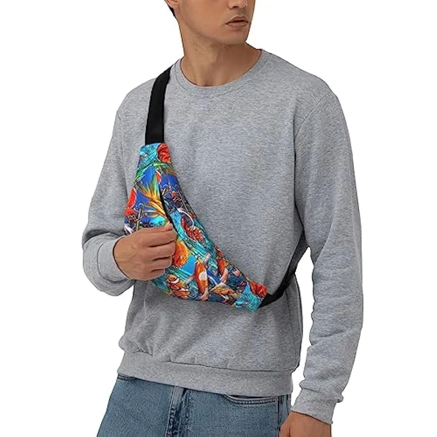 Marsupio per uomo e donna, borsa a tracolla con stampa di pesci tropicali per allenamento, sport, viaggi, Come nella foto, Tagli