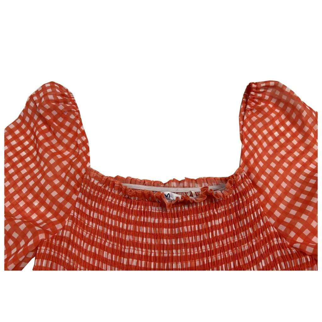 MD’M abito donna quadri arancio bianco 6.75.436.24 100% poliestere