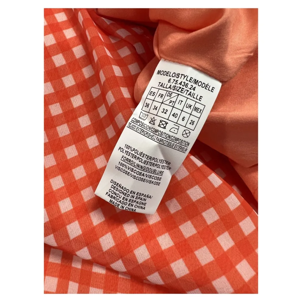 MD’M abito donna quadri arancio bianco 6.75.436.24 100% poliestere