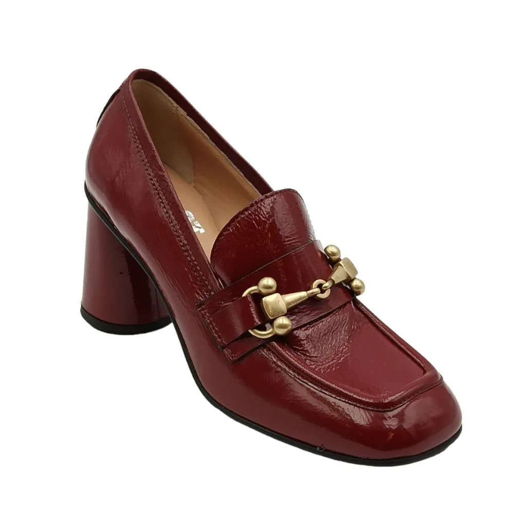 Mocassino tacco alto in vernice Just juice F807 NAPLAK BORDO