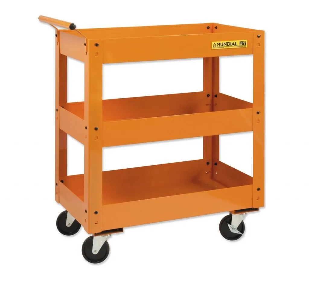 MUNDIAL 1803.210 Carrello porta attrezzi professionale trasportabile - Vuoto - 3 ripiani - Carico 200 Kg - 710x410x840 mm