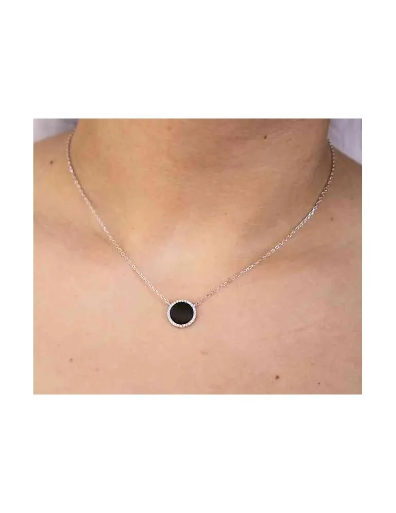 NALBORI collana donna argento 925 onice nero tondo 12,5 mm