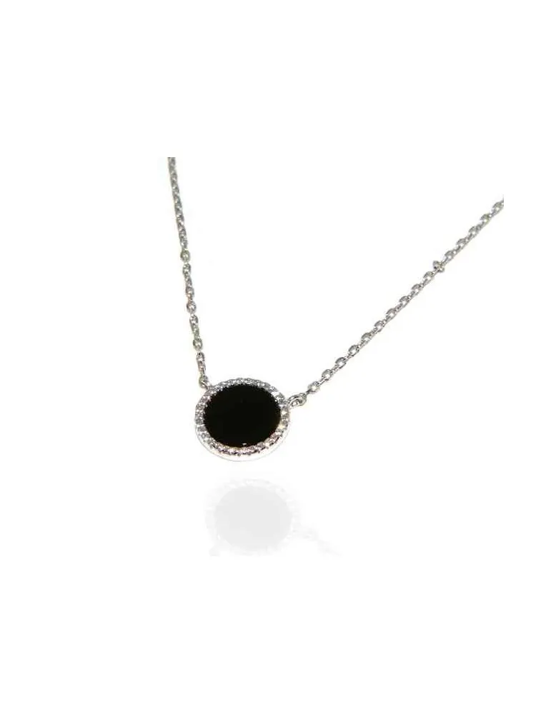 NALBORI collana donna argento 925 onice nero tondo 12,5 mm