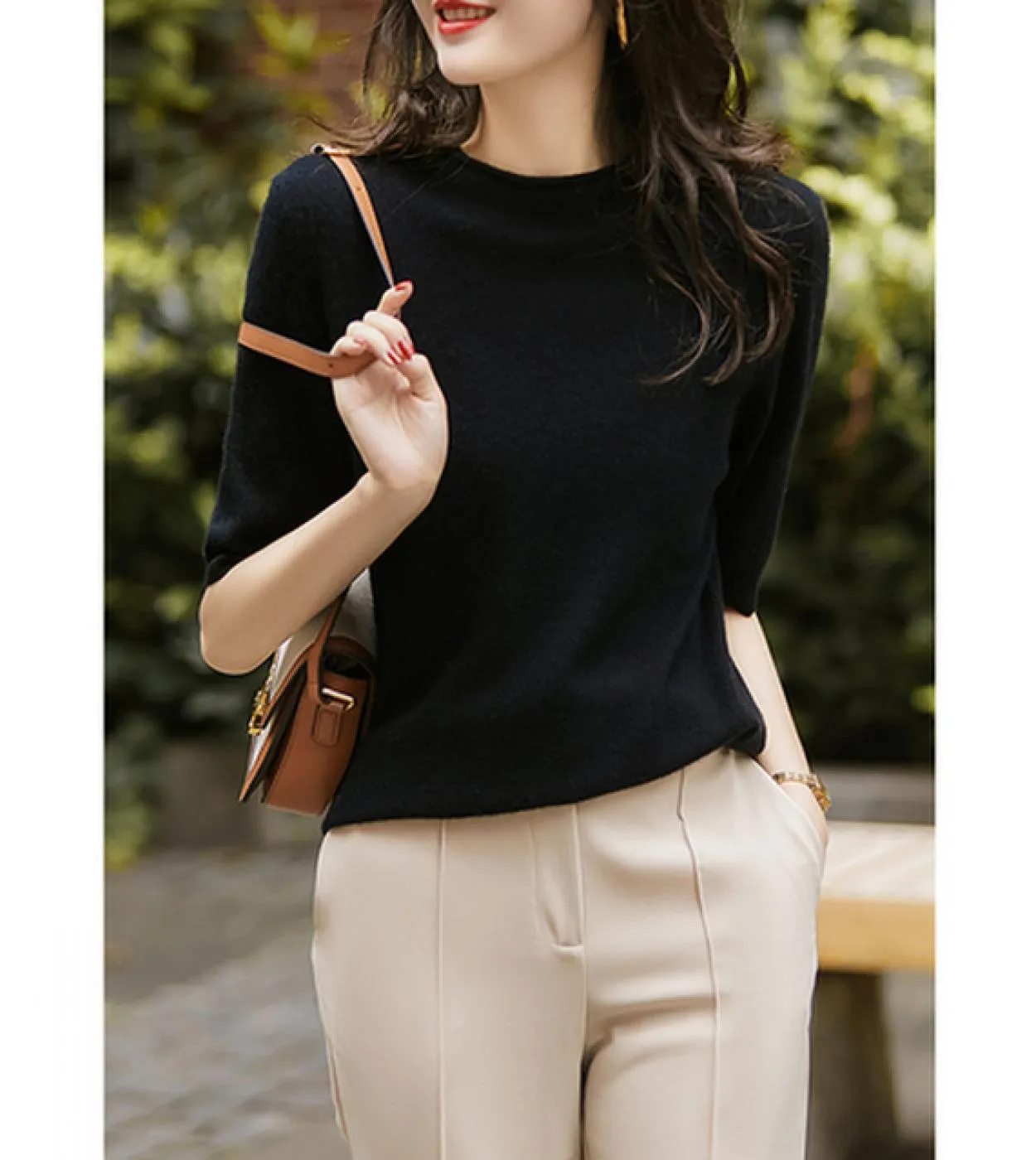 New Casual Camicia lavorata a maglia Top Abbigliamento donna Summer Solid Mezzo dolcevita Camicetta allentata Moda Chic Abbiglia