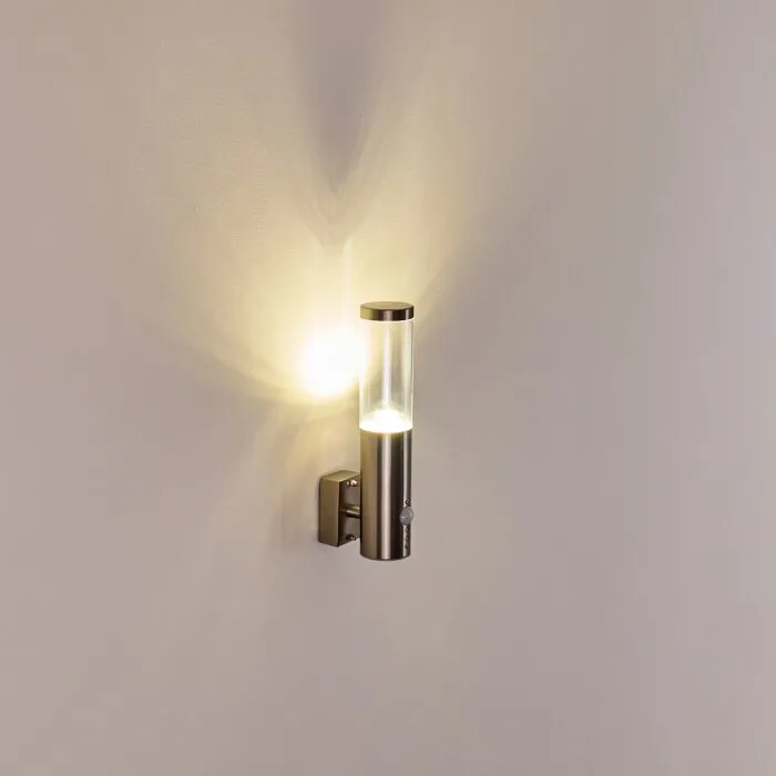 Noreaz Applique da esterno LED Acciaio inox, 1-Luce, Sensori di movimento