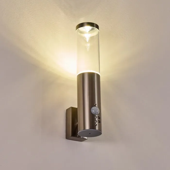 Noreaz Applique da esterno LED Acciaio inox, 1-Luce, Sensori di movimento