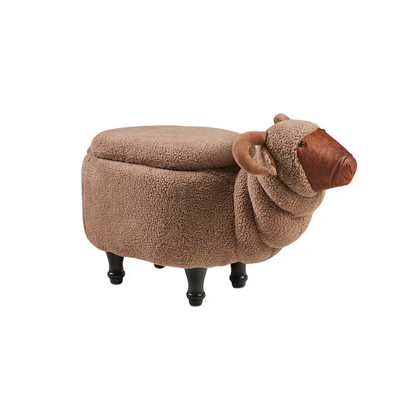 Novità Home Pouf imbottito pelliccia sintetica - capra con contenitore