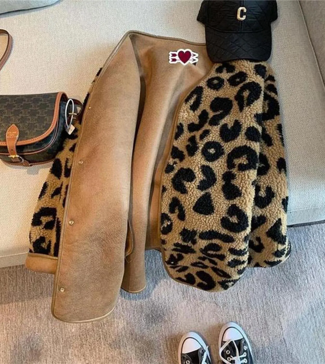 Nuovo arrivo autunno inverno moda donna manica lunga allentato cappotto corto monopetto con scollo a V giacche leopardate spesse