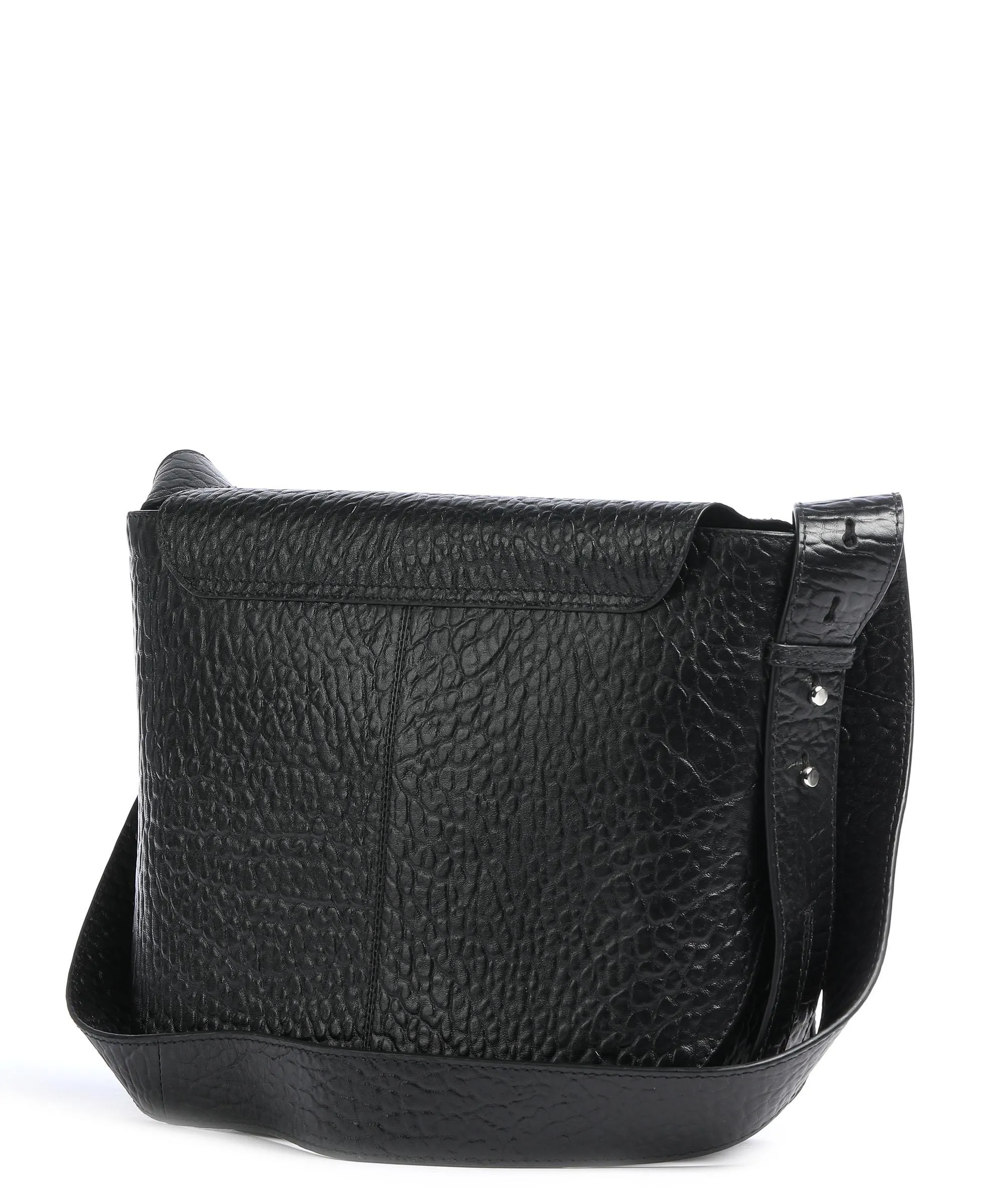  Núnoo New Zealand Borsa a tracolla pelle di vitello goffrata nero  
