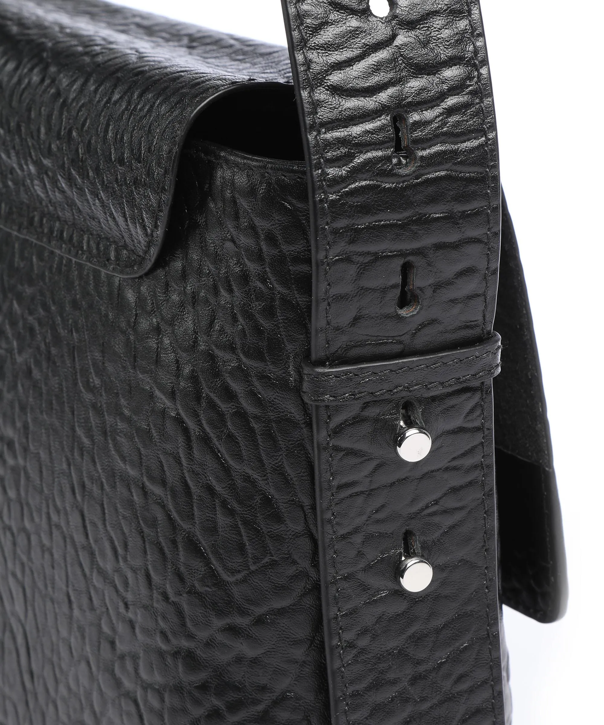  Núnoo New Zealand Borsa a tracolla pelle di vitello goffrata nero  
