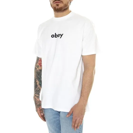 Obey Obey Lower Case 2 Classic Tee White - Maglietta Girocollo Uomo Bianca    