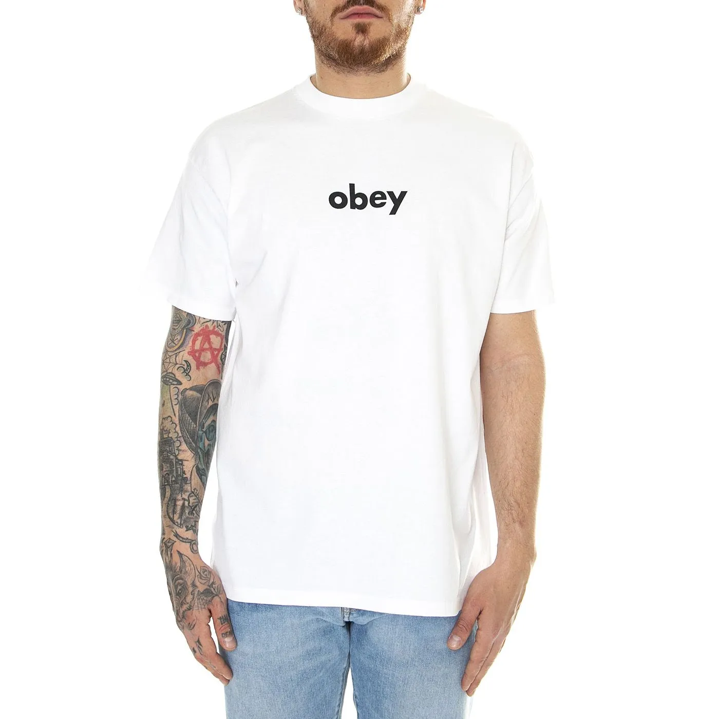 Obey Obey Lower Case 2 Classic Tee White - Maglietta Girocollo Uomo Bianca    