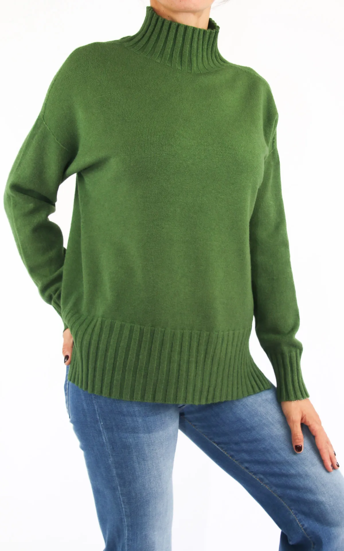 Off-on – Maglia viscosa lupetto – verde
