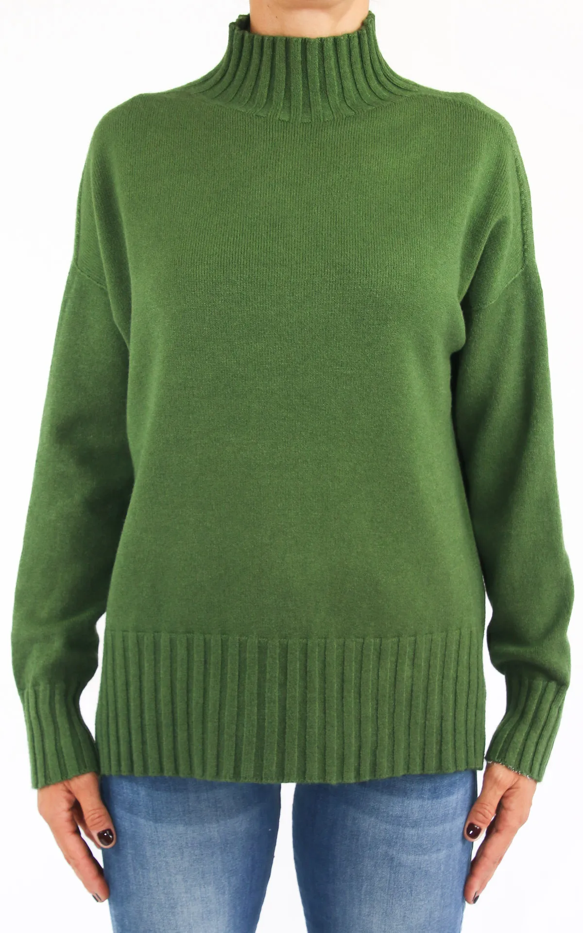 Off-on – Maglia viscosa lupetto – verde