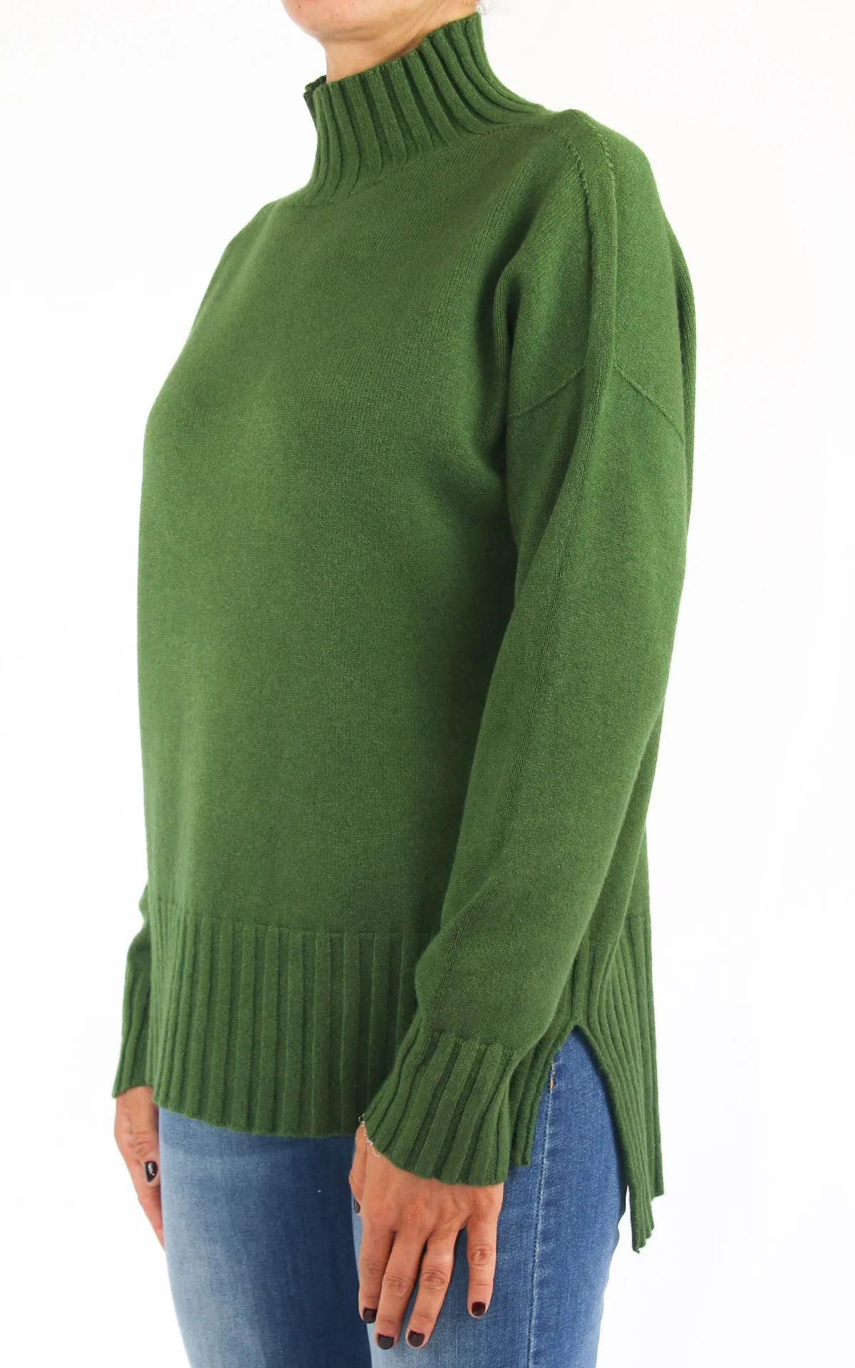 Off-on – Maglia viscosa lupetto – verde