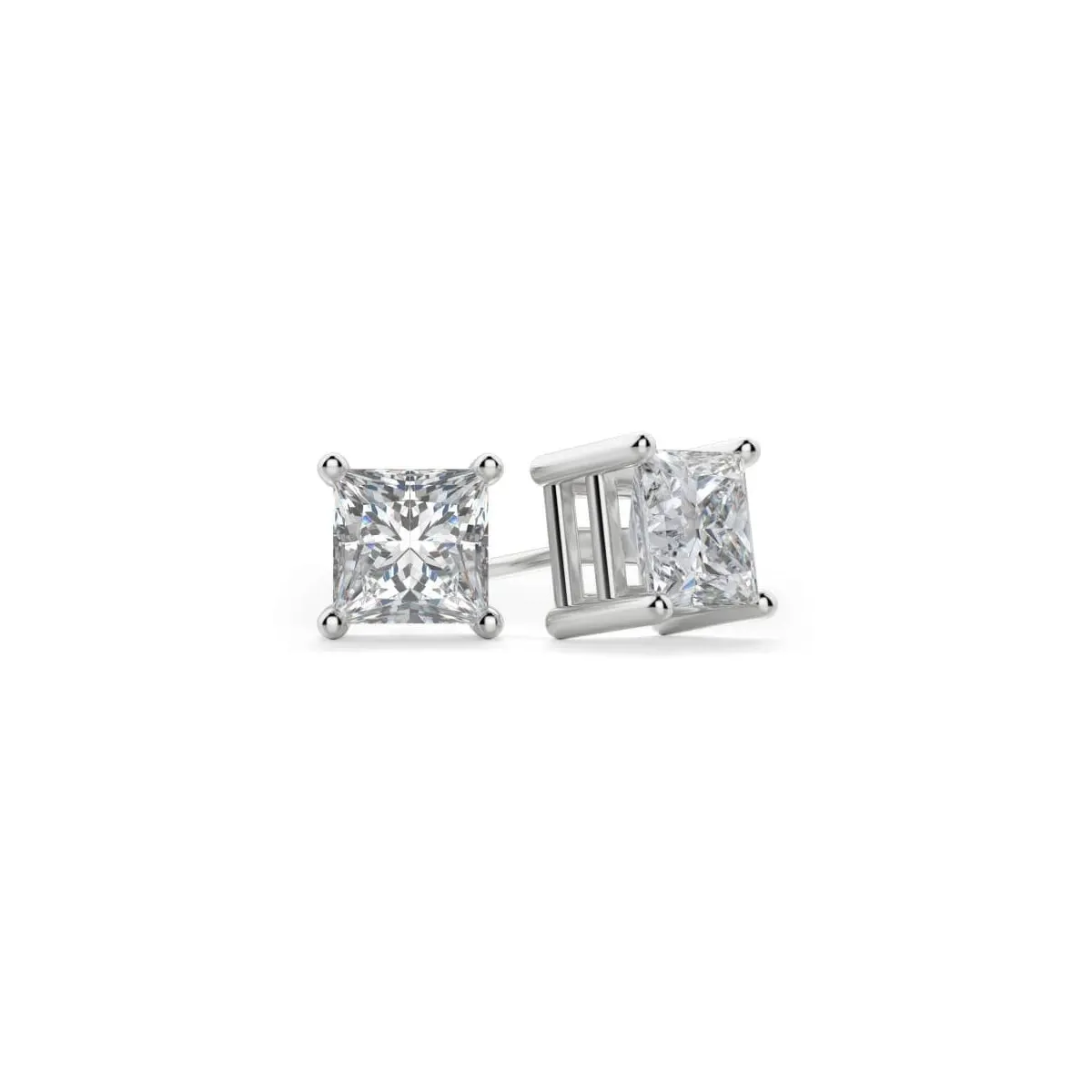 Orecchini Diamanti Princess 2 carati in oro bianco 18k