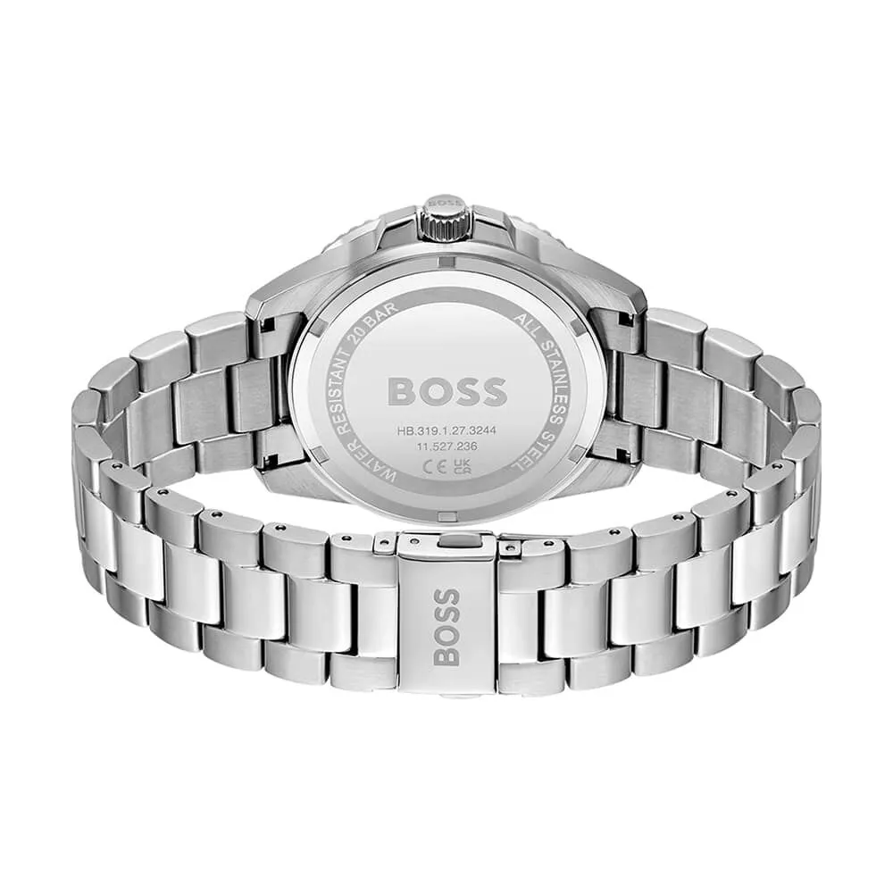 Orologio Al Quarzo Hugo Boss Ace 1513916 Cassa Rotonda Acciaio Blu 43 mm Quadrante Blu Cinturino Acciaio Argentato