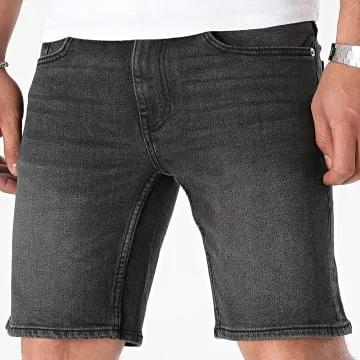 Pantaloncini di jeans a trama stretta neri