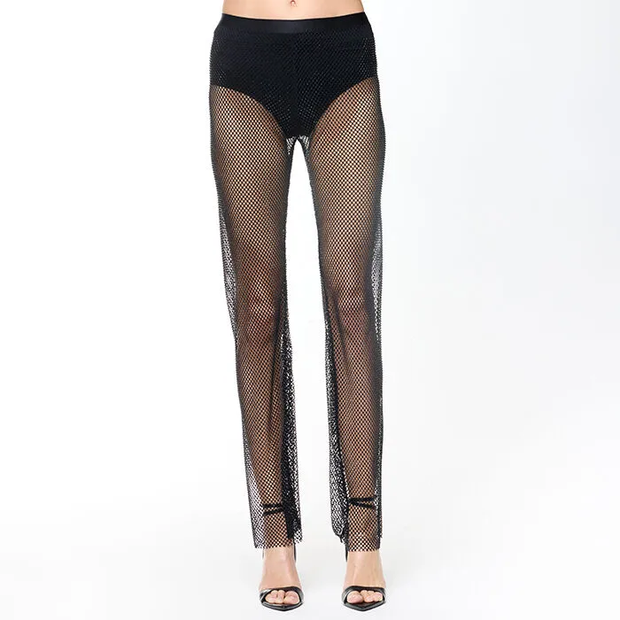 Pantalone nero strass
