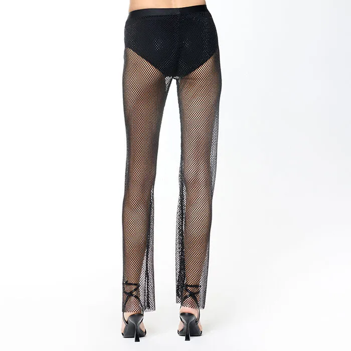 Pantalone nero strass