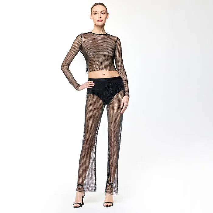 Pantalone nero strass