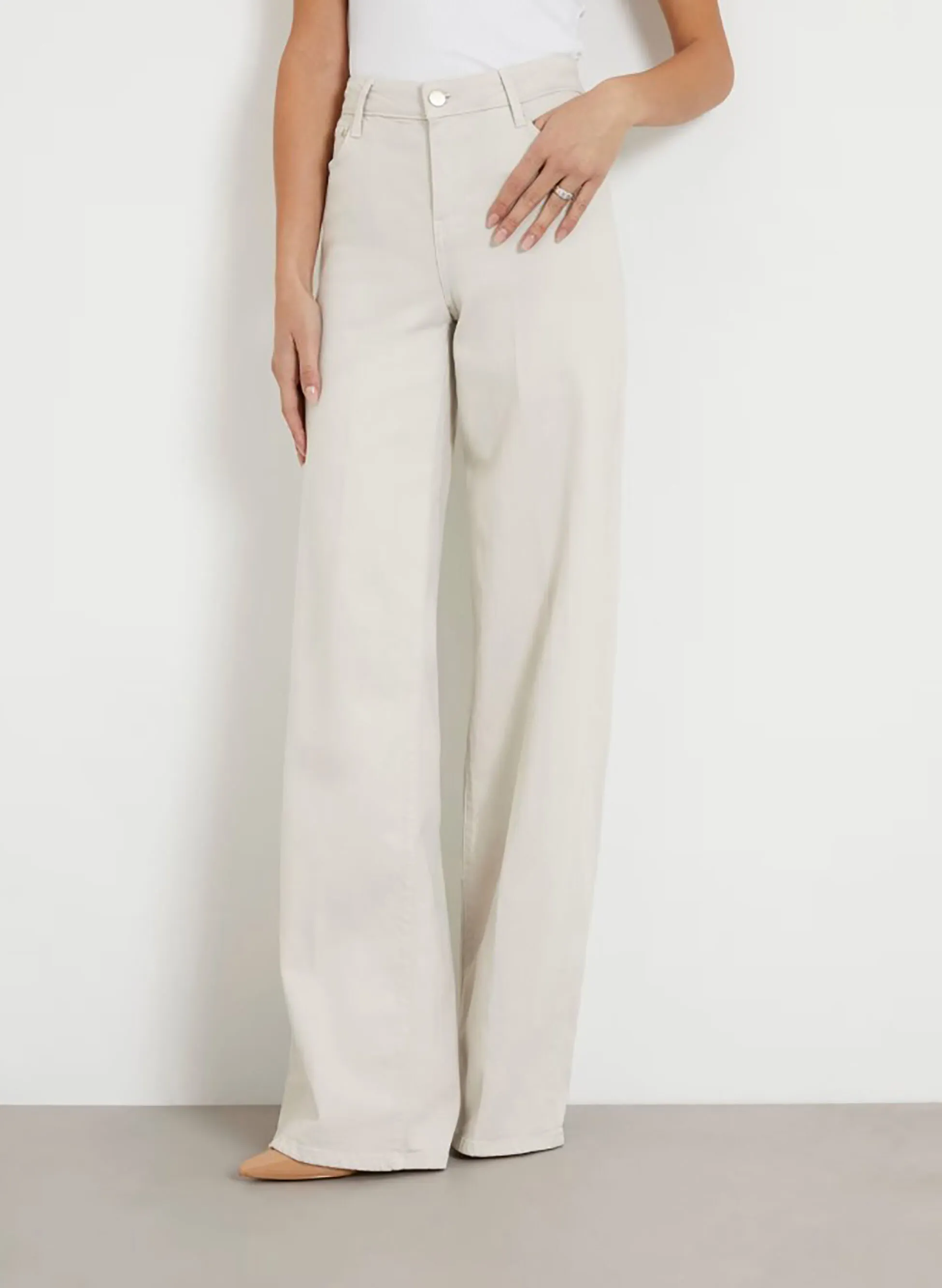 pantalone wide leg a vita media