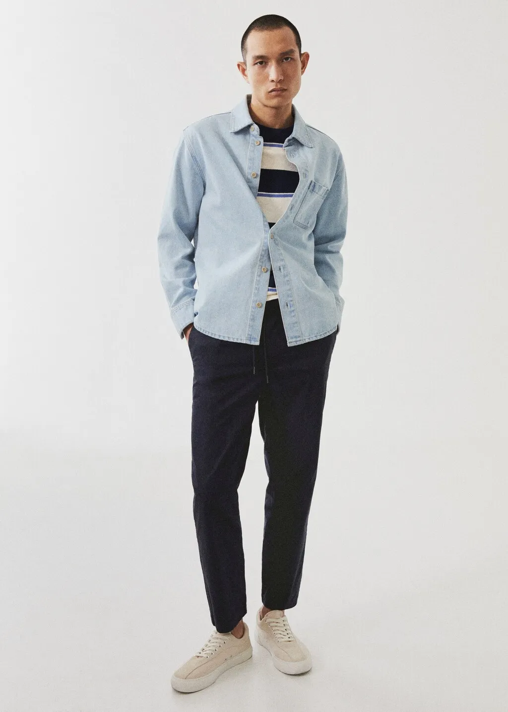 Pantaloni cotone vita elasticizzata