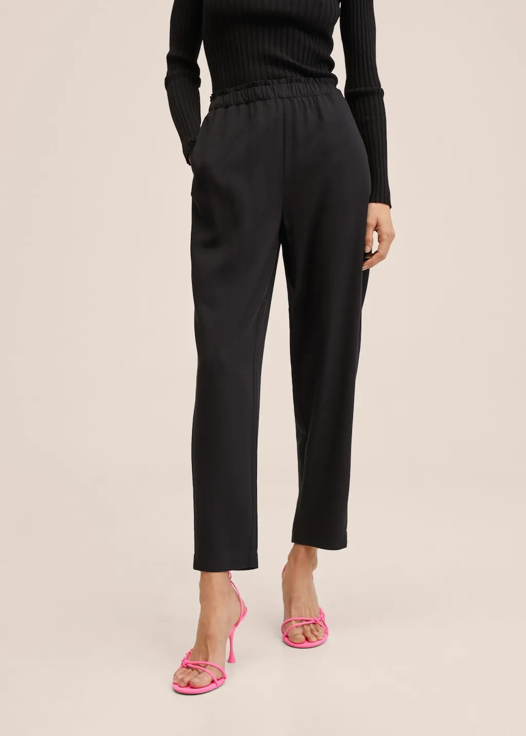Pantaloni crop vita elasticizzata