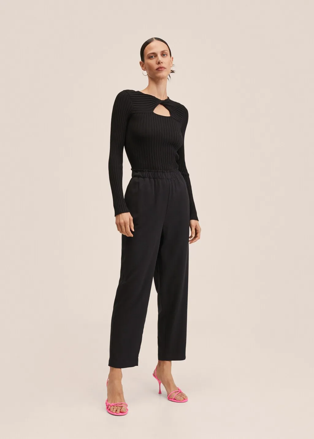 Pantaloni crop vita elasticizzata