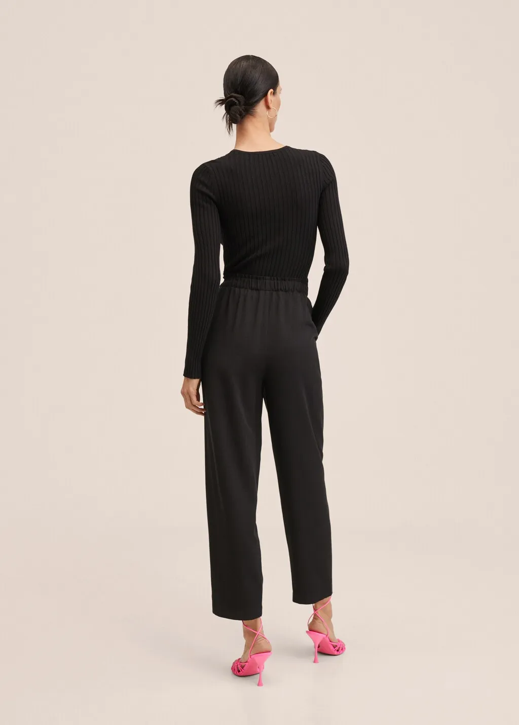 Pantaloni crop vita elasticizzata