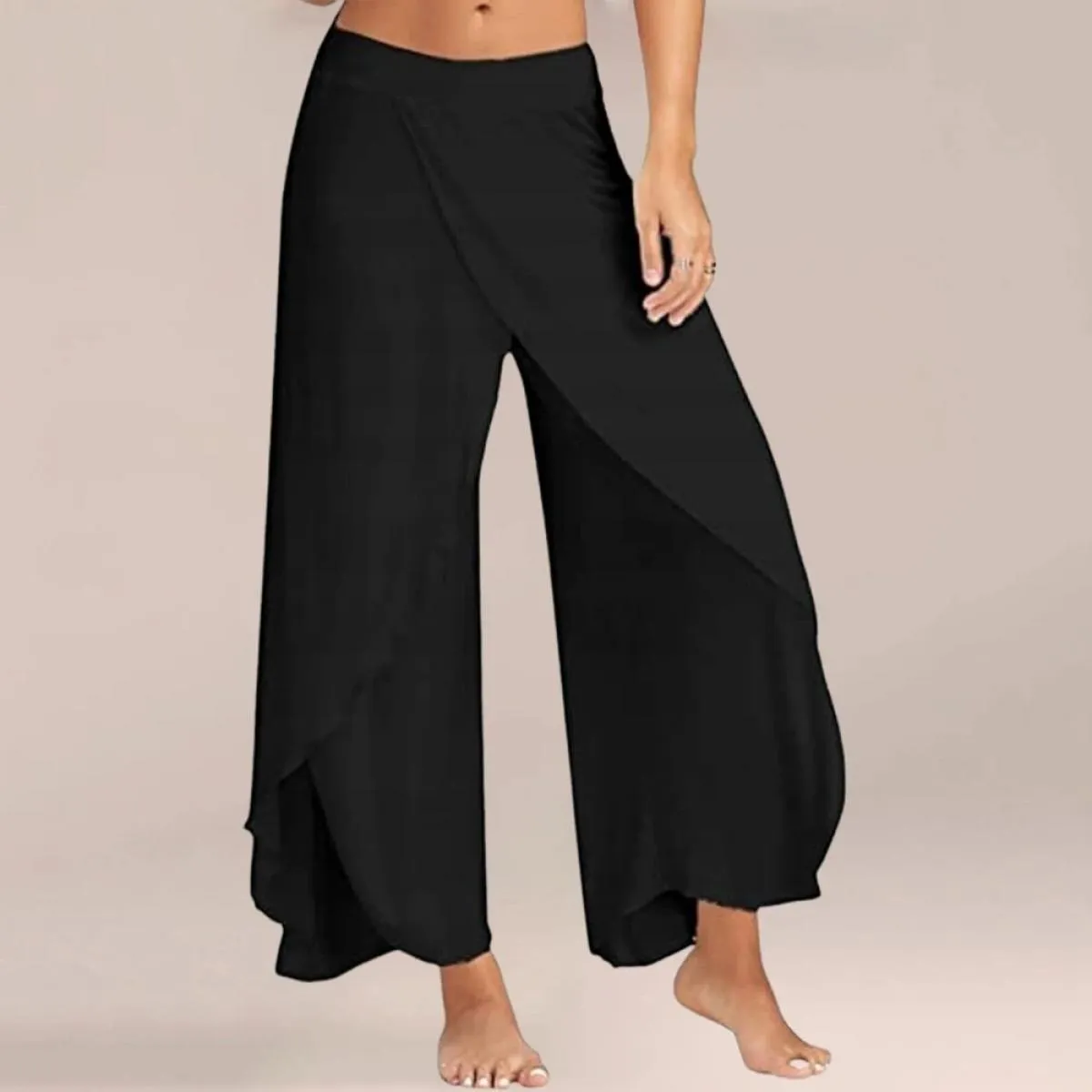 Pantaloni da donna a gamba larga solidi 2024 Pantaloni lunghi neri casual a vita alta estivi Abbigliamento femminile Pantaloni s