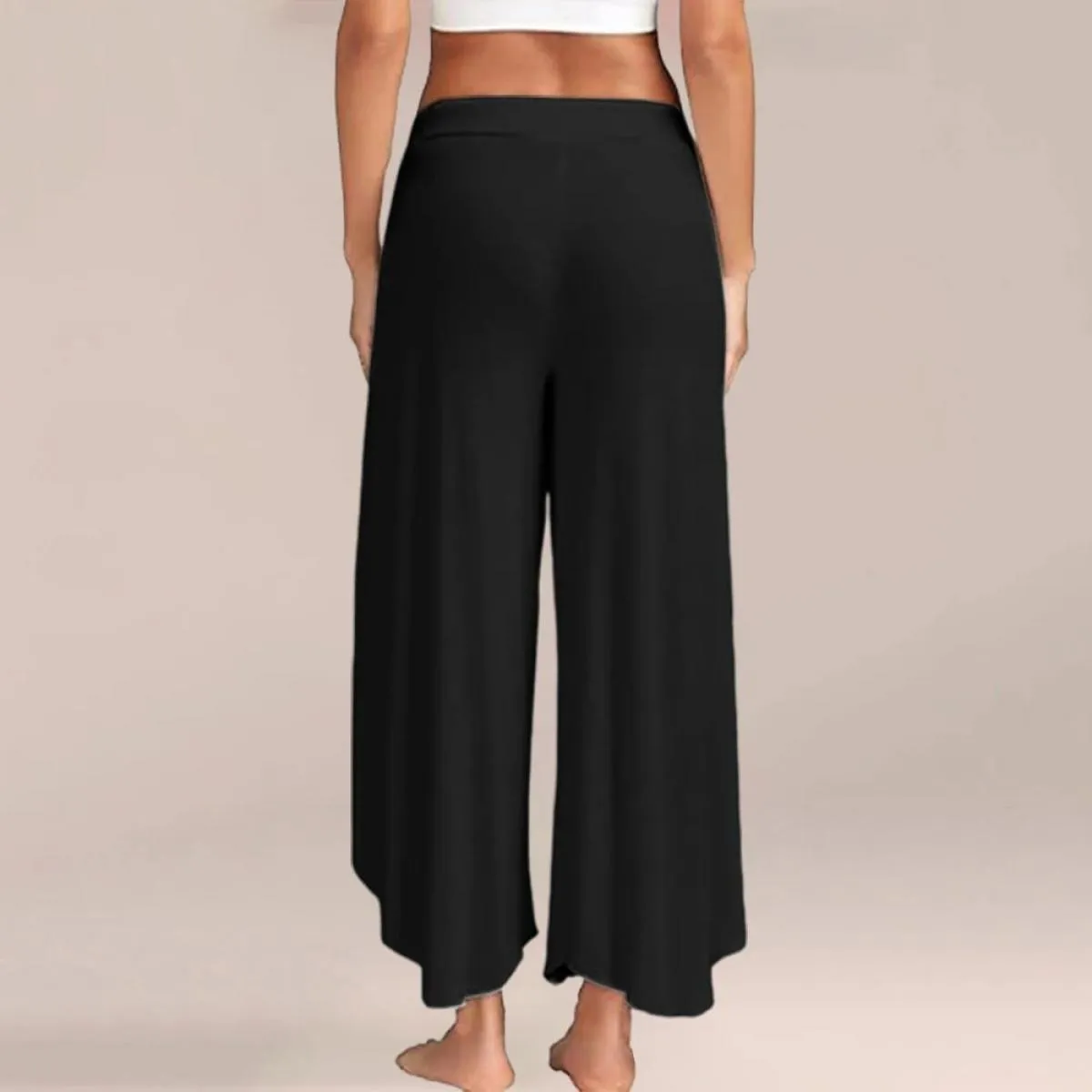 Pantaloni da donna a gamba larga solidi 2024 Pantaloni lunghi neri casual a vita alta estivi Abbigliamento femminile Pantaloni s