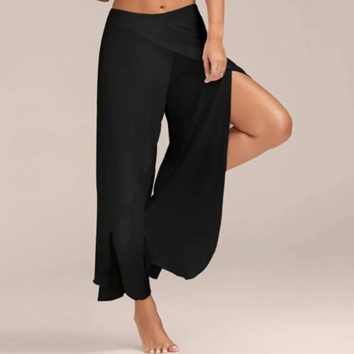 Pantaloni da donna a gamba larga solidi 2024 Pantaloni lunghi neri casual a vita alta estivi Abbigliamento femminile Pantaloni s