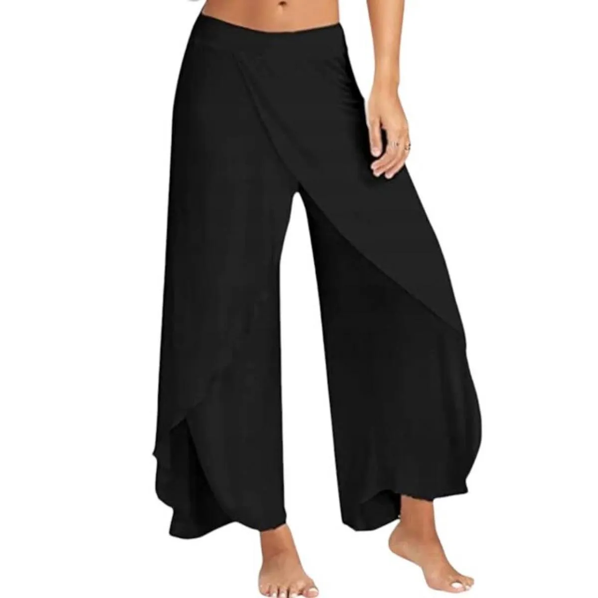 Pantaloni da donna a gamba larga solidi 2024 Pantaloni lunghi neri casual a vita alta estivi Abbigliamento femminile Pantaloni s