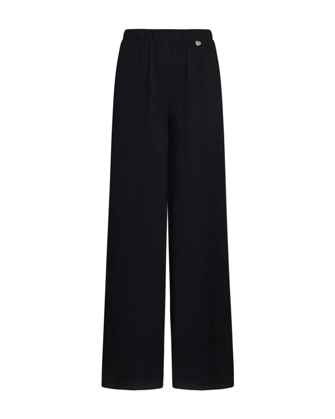 Pantaloni fluidi a palazzo con vita elastica NERO