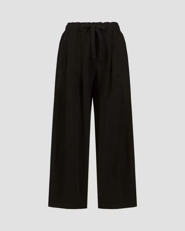 Pantaloni neri con lino da donna Deha