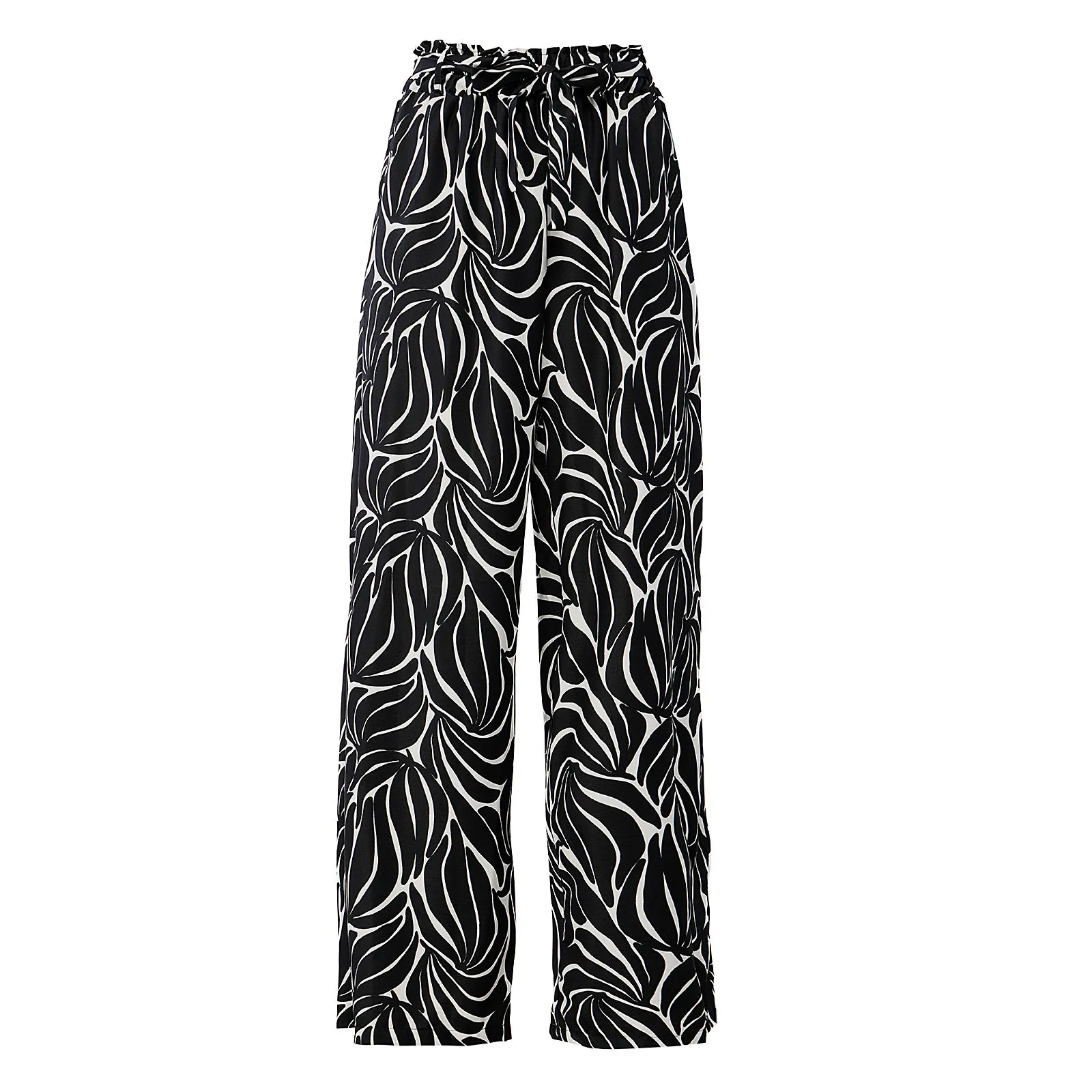 Pantaloni neri con stampa floreale