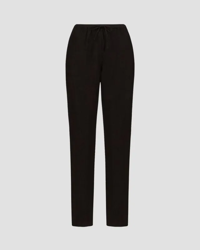 Pantaloni neri in lino da donna Deha