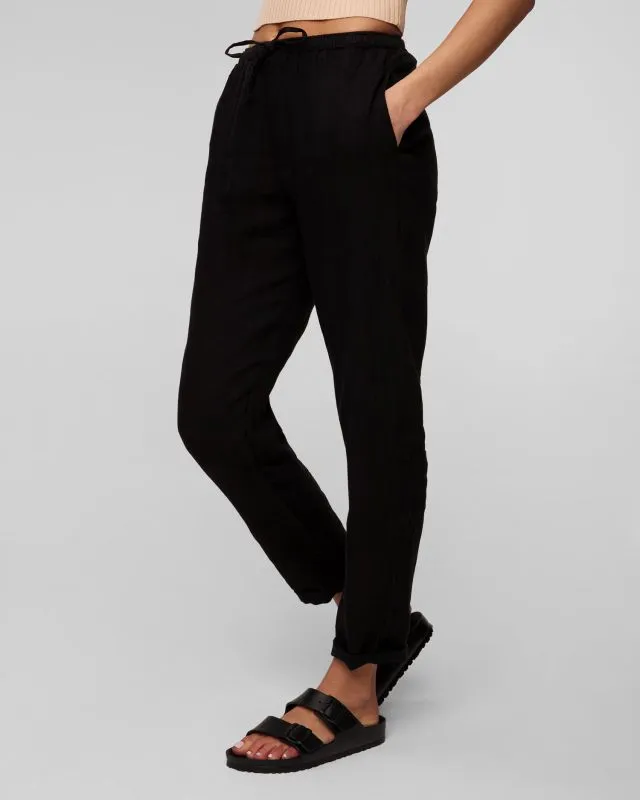 Pantaloni neri in lino da donna Deha