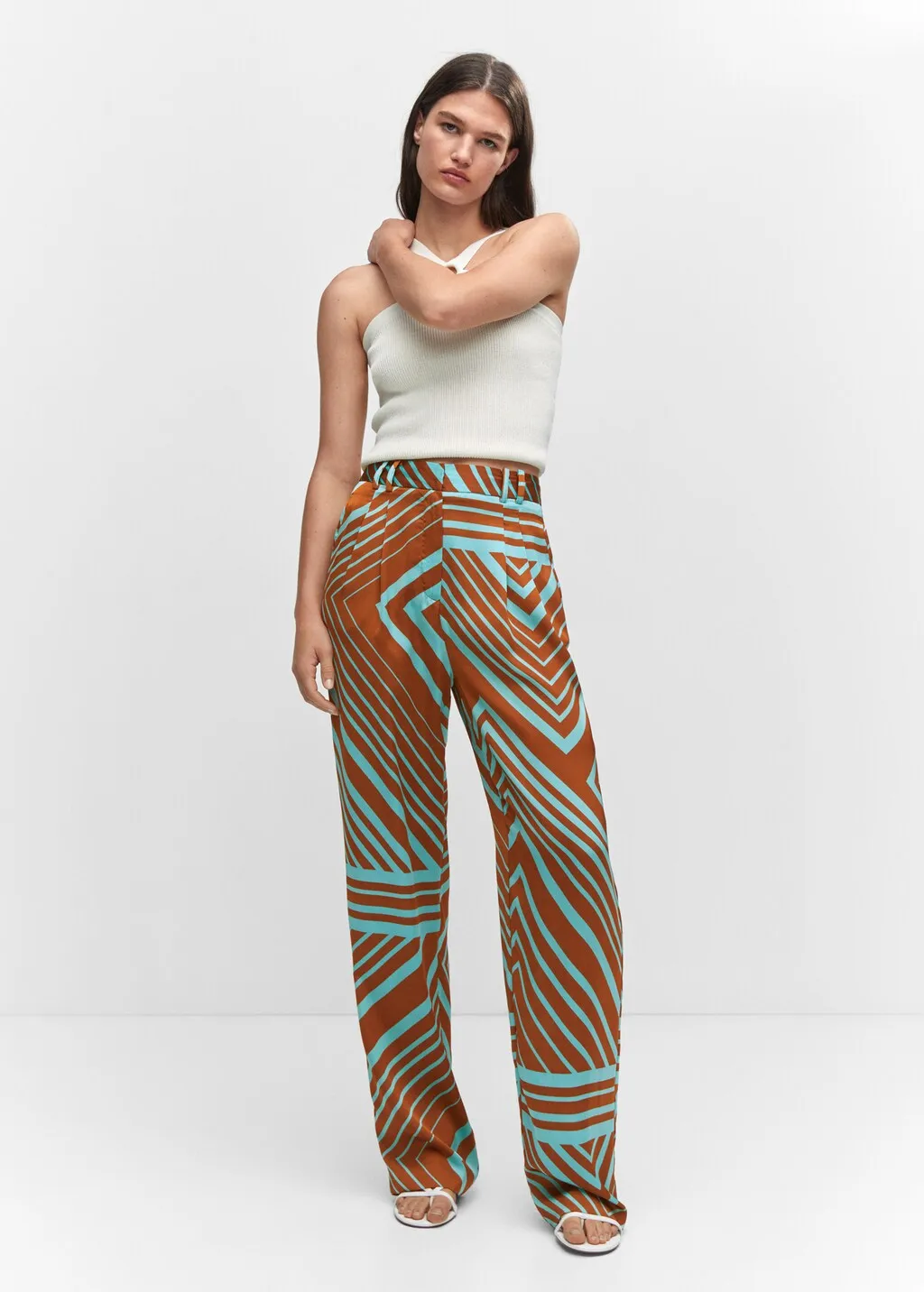Pantaloni satinati stampa
