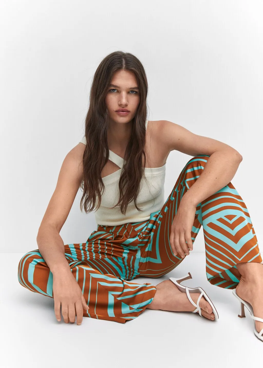 Pantaloni satinati stampa