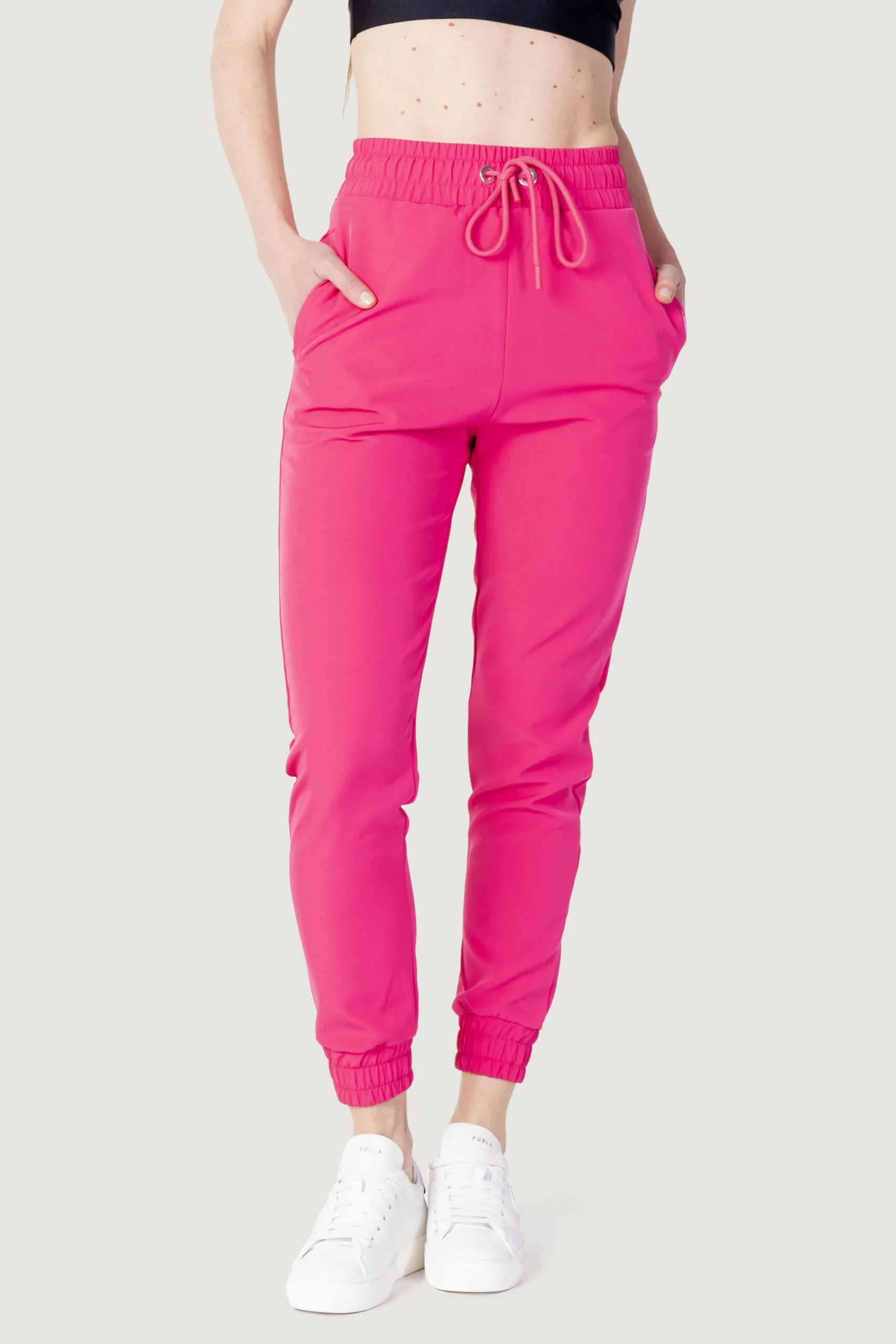 Pantaloni sportivi Hinnominate tinta unita ricamo Fuxia