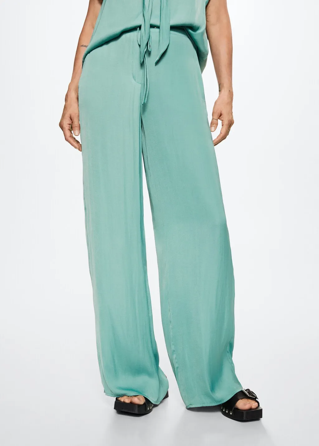 Pantaloni vita elasticizzata satinati